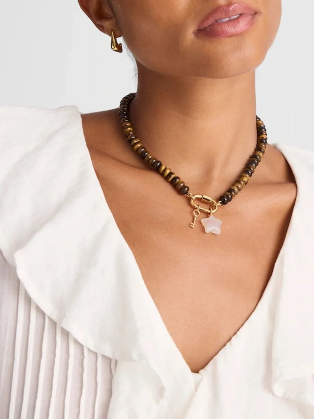 Madewell Semiprecious Beaded Carabiner Charm Necklace - Picture 3 of 6